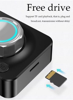 DUNISO Bluetooth 5.0 Receiver, Wireless Auido Music Rca, Aux Adapter，Audio Receiver，With Blue Indicator Light And 3.5mm Audio Cable, Supports Tf Card Playback, Suitable For Home Car Music Streaming Audio System, Black  - Image 5