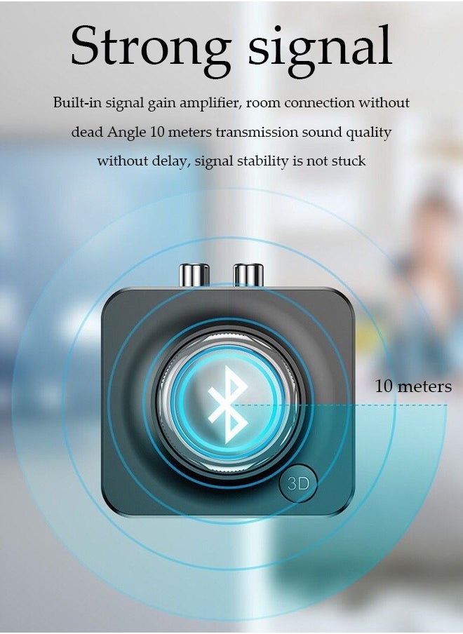 DUNISO - Bluetooth 5.0 Receiver, Wireless Auido Music Rca, Aux Adapter，Audio Receiver，With Blue Indicator Light And 3.5mm Audio Cable, Supports Tf Card Playback, Suitable For Home Car Music Streaming Audio System, Black - Image 1