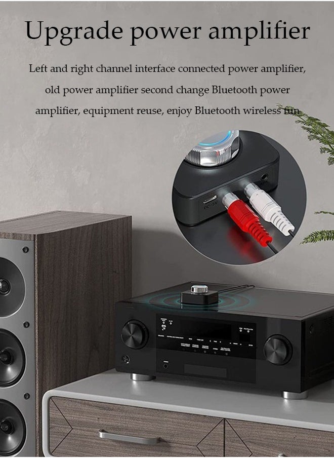 DUNISO - Bluetooth 5.0 Receiver, Wireless Auido Music Rca, Aux Adapter，Audio Receiver，With Blue Indicator Light And 3.5mm Audio Cable, Supports Tf Card Playback, Suitable For Home Car Music Streaming Audio System, Black - Image 1