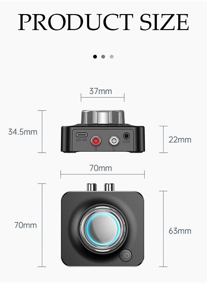 DUNISO - Bluetooth 5.0 Receiver, Wireless Auido Music Rca, Aux Adapter，Audio Receiver，With Blue Indicator Light And 3.5mm Audio Cable, Supports Tf Card Playback, Suitable For Home Car Music Streaming Audio System, Black - Image 1