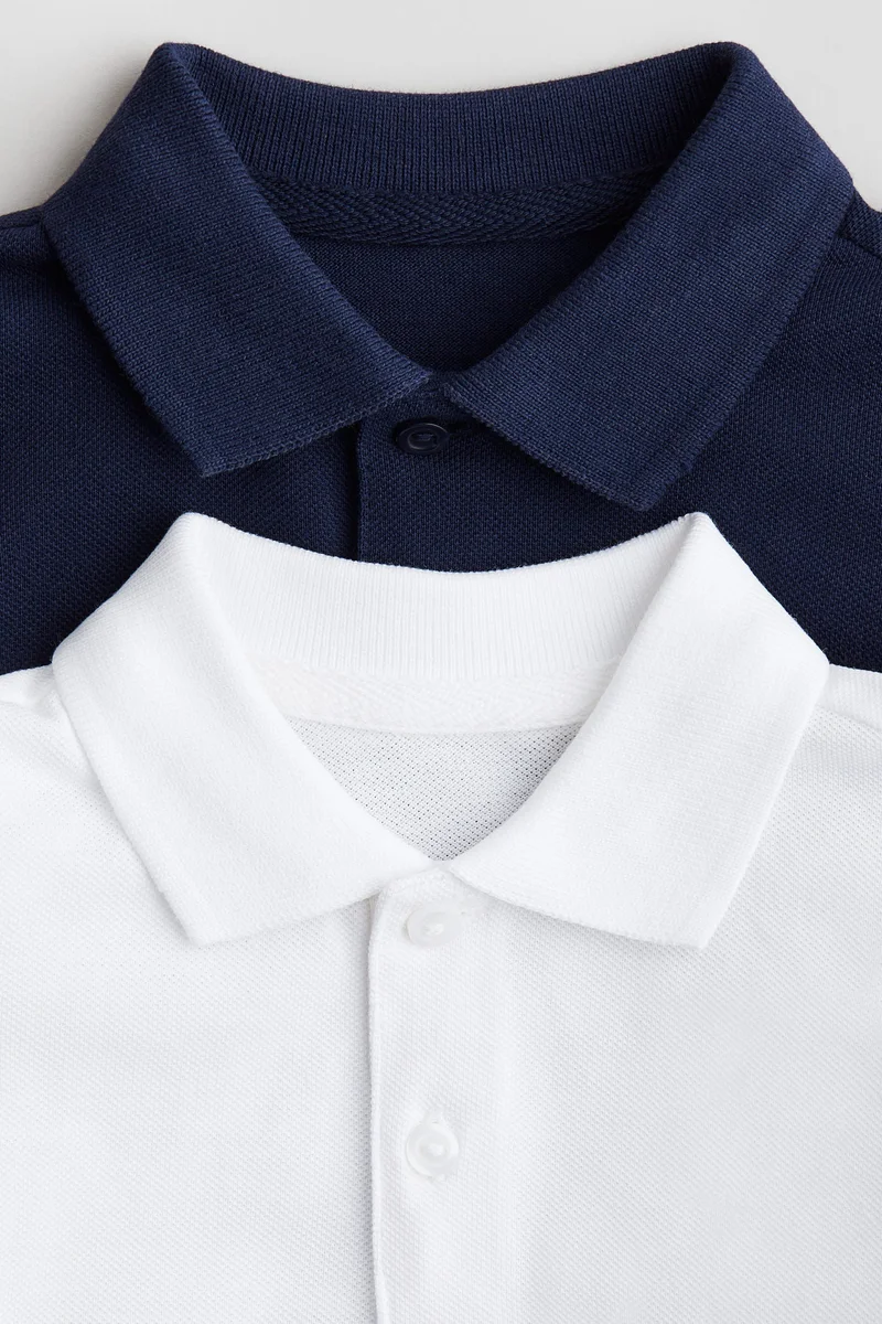 اتش اند ام تي-شيرت بولو من القطن - عبوة من قطعتين