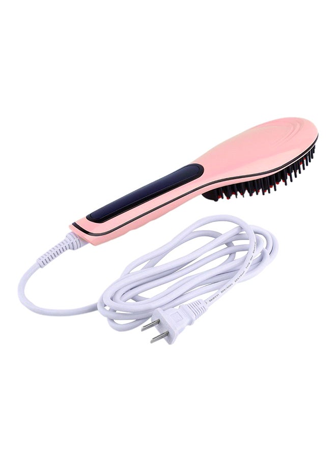 Loquat Hot Electric Hair Straightener Brush Pink - Image 1