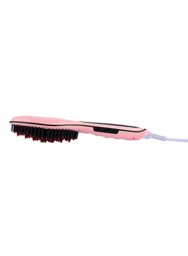 Loquat Hot Electric Hair Straightener Brush Pink - Image 4