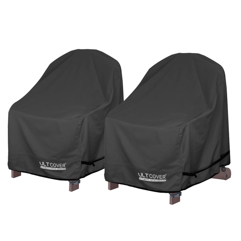 ULTCOVER Waterproof Patio Adirondack Chair Cover 2 Pack for Outdoor Chair Size Upto 32W x 35D x 36H inch Black