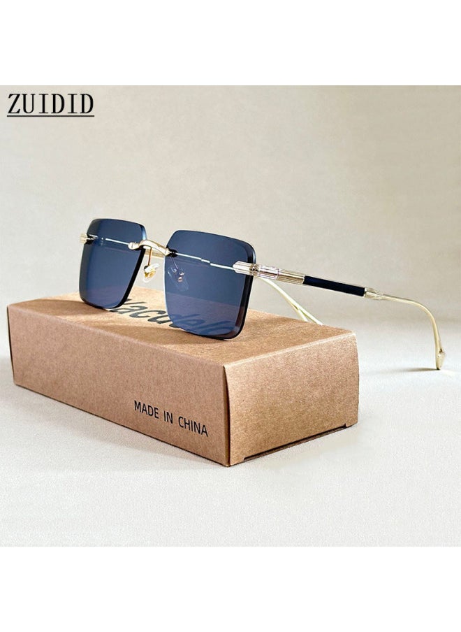 Generic - 2025 Rimless Sunglass Men Vintage Luxury Square Sunglasses Women Retro Fashion Glasses Gafas De Sol Hombre Lunette Soleil Femme-Lenses Color:G05-Ships From:CHINA-Frame Color:As the picture - Image 1