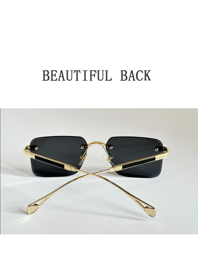 Generic - 2025 Rimless Sunglass Men Vintage Luxury Square Sunglasses Women Retro Fashion Glasses Gafas De Sol Hombre Lunette Soleil Femme-Lenses Color:G05-Ships From:CHINA-Frame Color:As the picture - Image 1