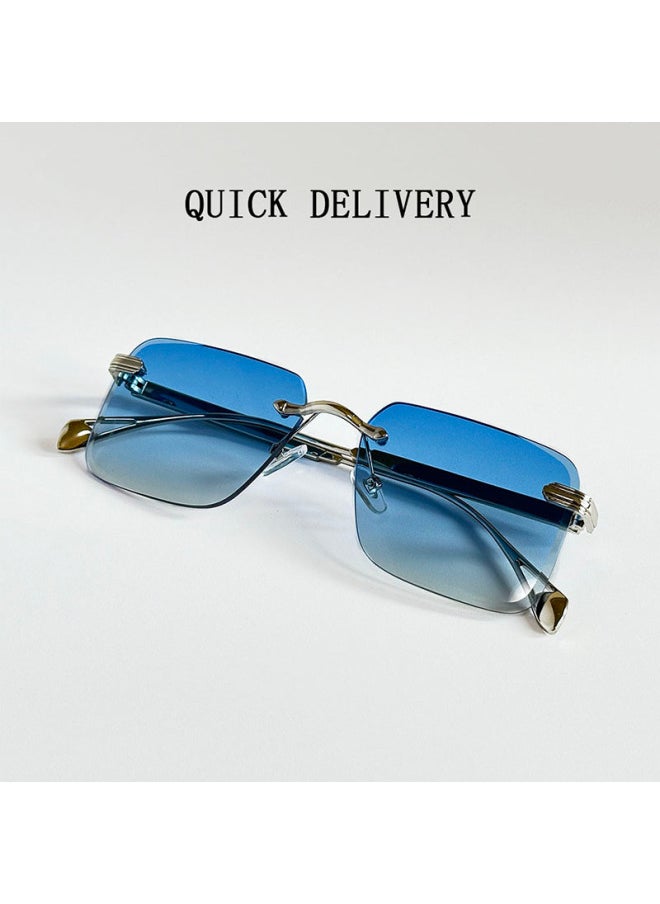 Generic - 2025 Rimless Sunglass Men Vintage Luxury Square Sunglasses Women Retro Fashion Glasses Gafas De Sol Hombre Lunette Soleil Femme-Lenses Color:G05-Ships From:CHINA-Frame Color:As the picture - Image 1