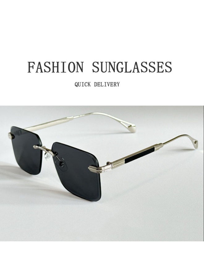 Generic - 2025 Rimless Sunglass Men Vintage Luxury Square Sunglasses Women Retro Fashion Glasses Gafas De Sol Hombre Lunette Soleil Femme-Lenses Color:G05-Ships From:CHINA-Frame Color:As the picture - Image 1