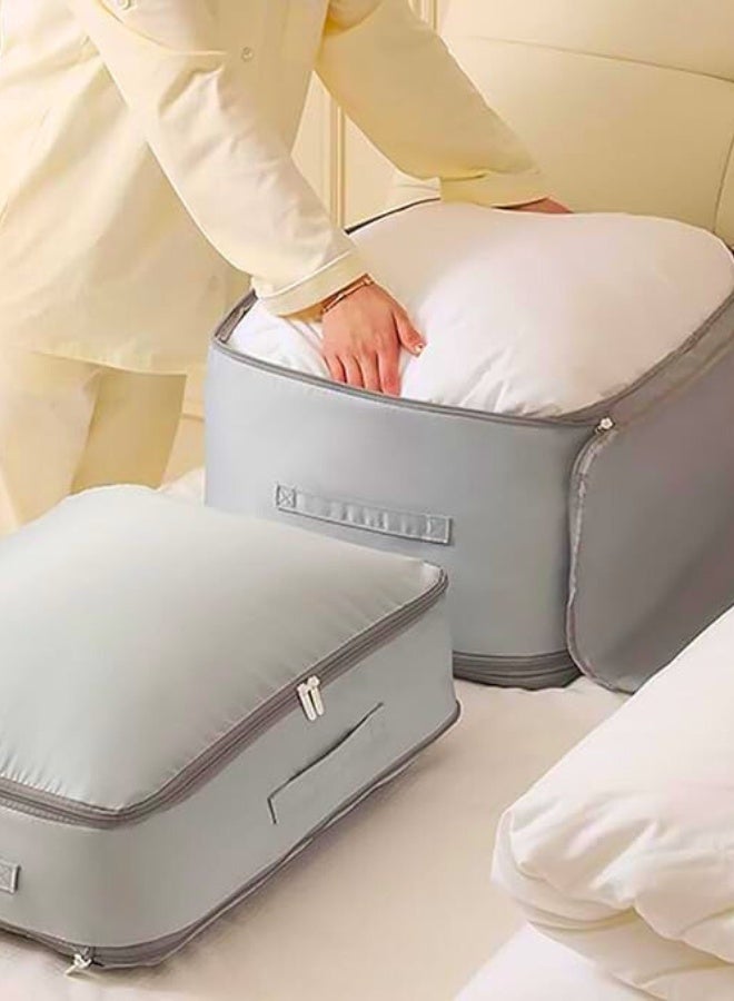 Chase Up Ultra Space Saving Self Compression Organizer,Heavy Duty Moving Bags,Storage Tote,Self Compressing Moving Clothes Organizer Bags for Comforters,Clothes, Bedding,Blankets (Gray, 54*42*30cm) - Image 3