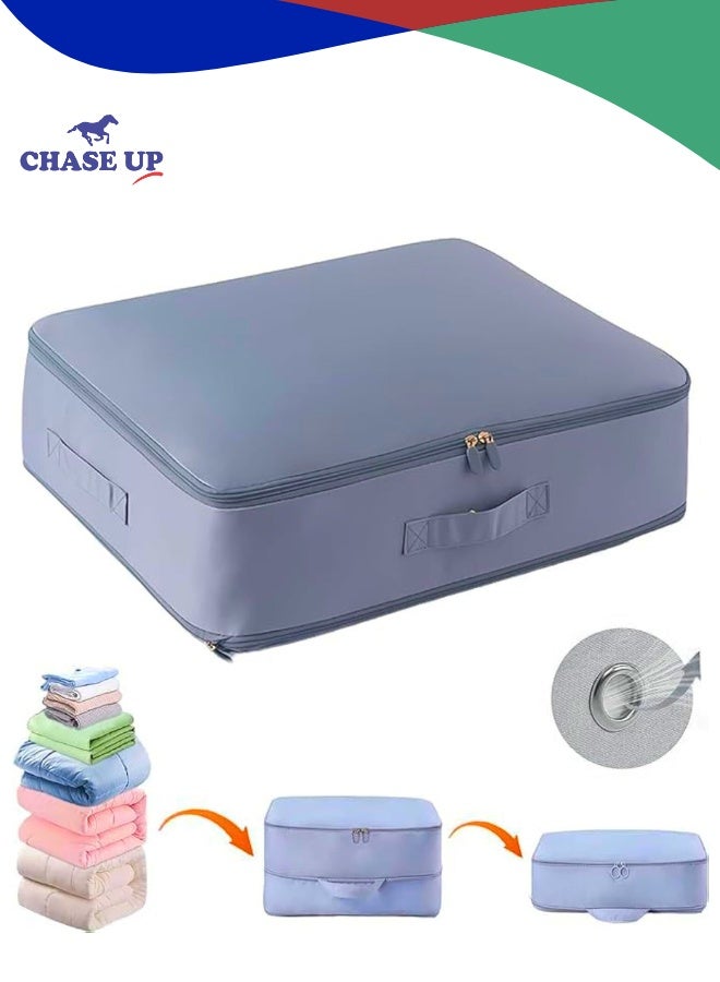 Chase Up Ultra Space Saving Self Compression Organizer,Heavy Duty Moving Bags,Storage Tote,Self Compressing Moving Clothes Organizer Bags for Comforters,Clothes, Bedding,Blankets (Gray, 54*42*30cm) - Image 1