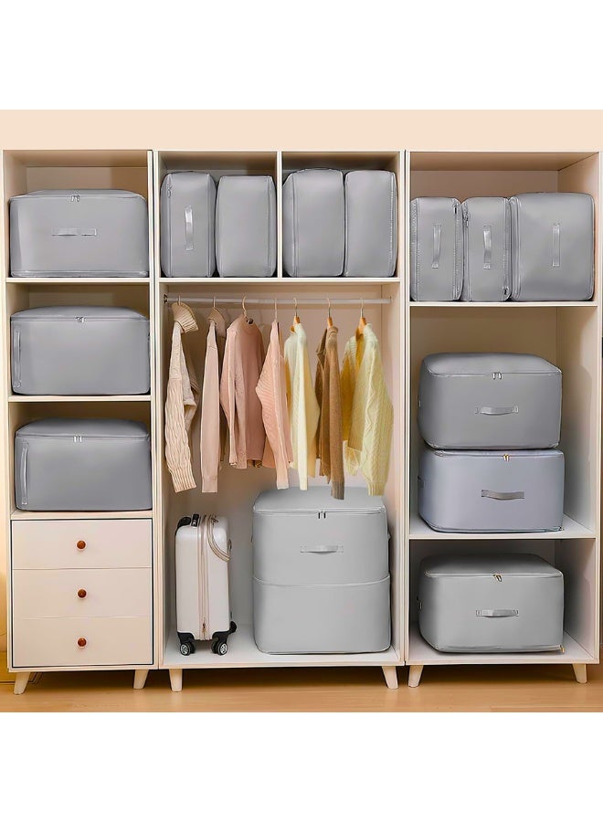 Chase Up Ultra Space Saving Self Compression Organizer,Heavy Duty Moving Bags,Storage Tote,Self Compressing Moving Clothes Organizer Bags for Comforters,Clothes, Bedding,Blankets (Gray, 54*42*30cm) - Image 4