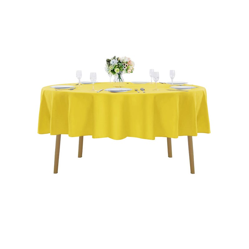 90 inch Round Tablecloth Washable Polyester Table Cloth Decorative Table Cover for Wedding Party Dining Banquet90 inch Yellow