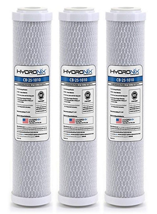 Hydronix HX-CB-25-1010/3 Reverse Osmosis & Drinking Filter Nsf Coconut Carbon Block Water Filter 2.5 x 10, micron - 3 Pack, White