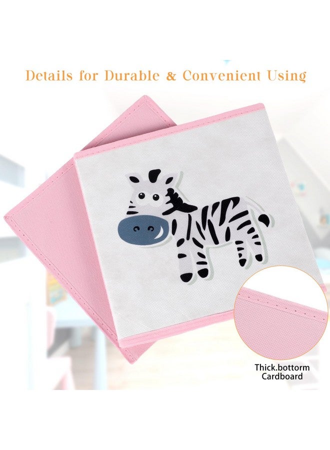 Berlune 6 Pcs Foldable Animal Cube Storage Box 10 x 10 Inch Cube Baskets Non Woven Fabric and Cardboard Kids Storage Bin Toy Organizer Box for Kids Nursery Toddlers - Image 4