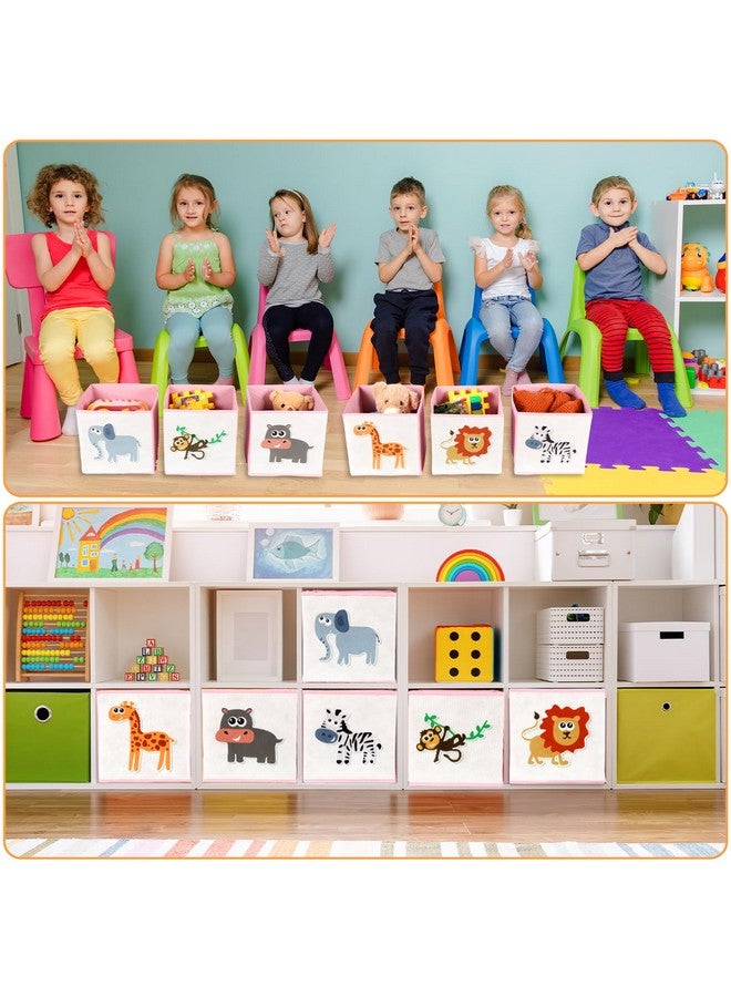 Berlune 6 Pcs Foldable Animal Cube Storage Box 10 x 10 Inch Cube Baskets Non Woven Fabric and Cardboard Kids Storage Bin Toy Organizer Box for Kids Nursery Toddlers - Image 5