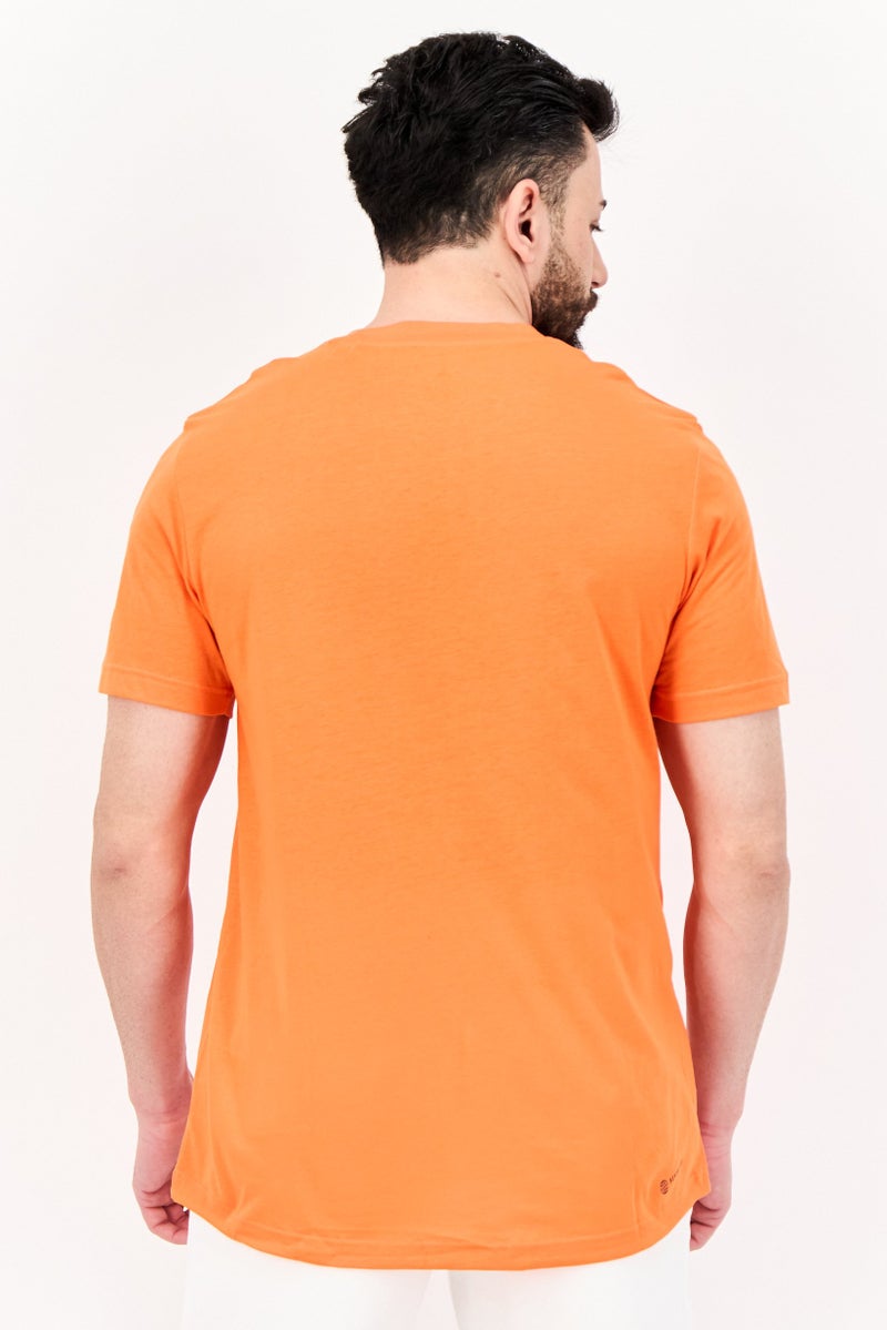 Adidas Men Sportswear Fit Short Sleeves Outdoor T-Shirt, Orange  - Image 3