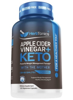 Apple Cider Vinegar Capsules Plus Keto BHB 1500 mg Fat Burner & Weight Loss Supplement for Women & Men - 120 Vegetarian Capsules