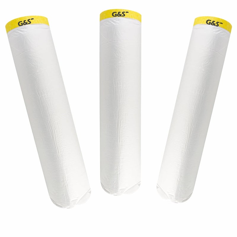 GS Pretaped Masking Sheet Tape for Protection from Dust, water, paint and moisture 2.45M (2400 mm x 20 meter) (Pack of 3) - Image 1