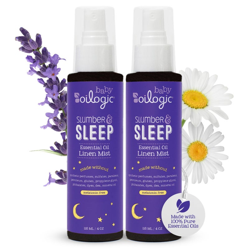 Oilogic Slumber Sleep Spray for Babies Toddlers Aromatherapy Linen Spray with 100 Pure Essential Oils Sleep Comfort Wellness Blends PediatricianTested Baby Essentials for Bedtime 2Pack