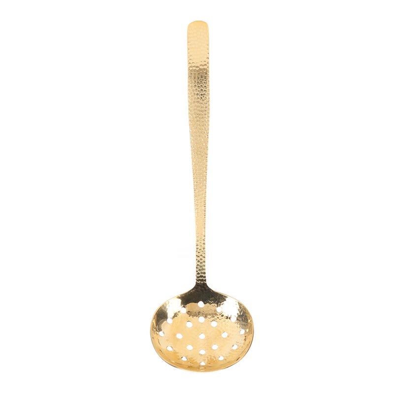 Soup Ladle Durable Brass Elegant Bright Gold Color Balanced Weight Multifunction Ladle Spoon for Home Kitchen Cooking Slotted Ladle - Image 1