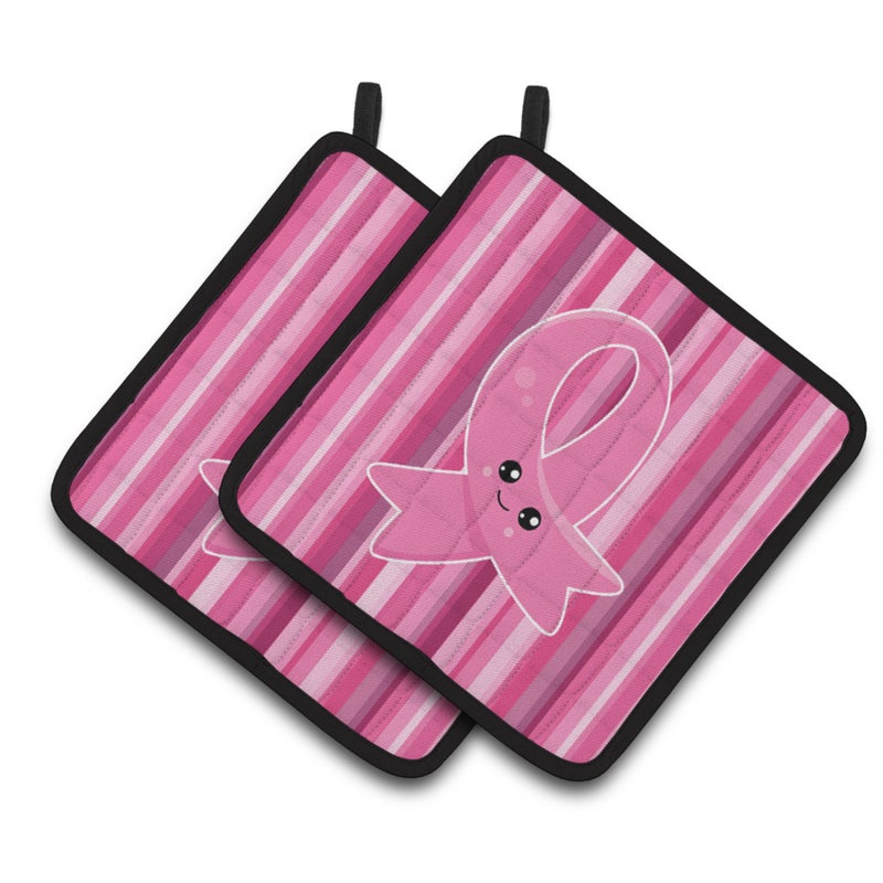 Caroline's Treasures ""Caroline's Treasures BB6978PTHD Breast Cancer Awareness Ribbon Face Pair of Pot Holders  7.5 x 7.5""""  Multicolor"" 