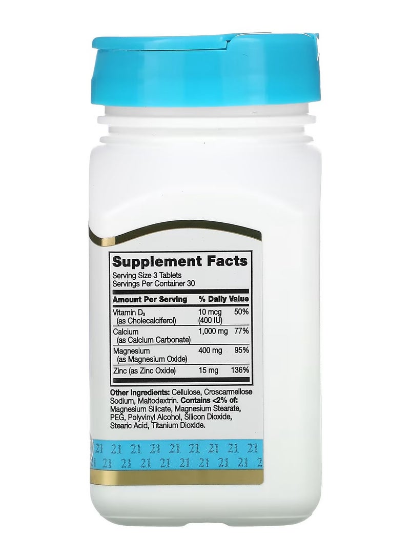 سينشري مكمل غذائي كالسيوم، وماغنيسيوم، وزنك بالإضافة إلى فيتامين D من 90 قرصاً - Image 2