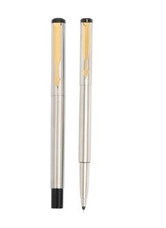 PARKER Parker Vector Stainless Steel Gold Trim Roller Ball Pen | Ink Color - Blue | Perfect For Corporate Use | Elite Pen For Professionals  - Image 2