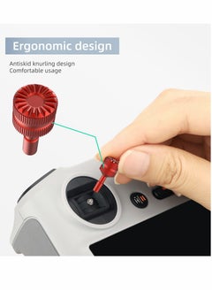 KASTWAVE أذرع التحكم عن بُعد Mini 3 Pro لطائرة DJI، ملصقات إبهام وحدة التحكم المصنوعة من سبائك الألمنيوم، قطع غيار عصا التحكم/الدوائر/المؤشرات، لملحقات DJI Mini 3 Pro (أحمر)  - Image 2