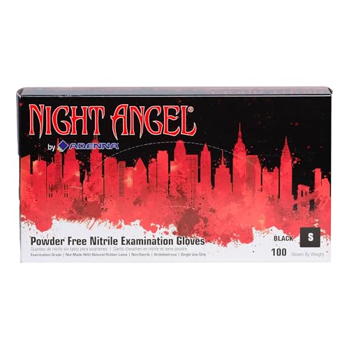 Adenna NGL220 Night Angel Nitrile Powder Free Exam Gloves, 4 mil, Black, Small (Pack of 100) - Image 1