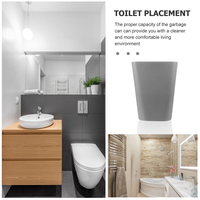 Large Square Gray Plastic Trash Can Open Top Wastebasket for Home Office Bathroom Bedroom - Image 3