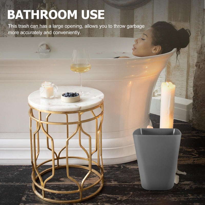 Large Square Gray Plastic Trash Can Open Top Wastebasket for Home Office Bathroom Bedroom - Image 4