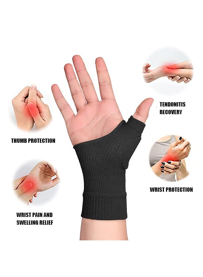1 Pair Gel Thumb Wrist Support Brace, Nylon Breathable Compression Arthritis Gloves, Wrist Brace Compression Sleeves for Thumb Arthritis Carpal Tunnel Tenosynovitis (Black) - Image 3