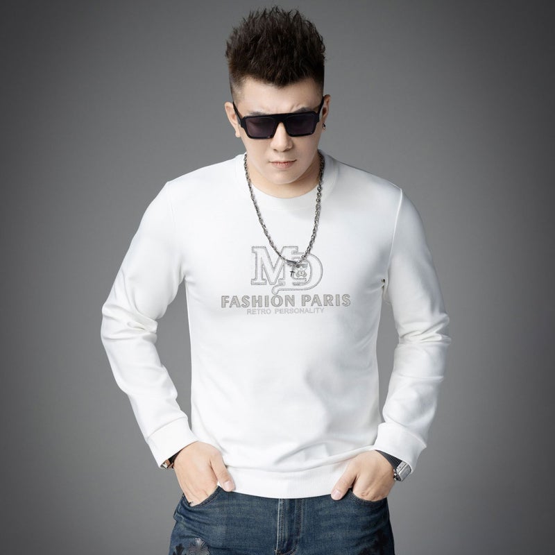 European Station New Round Neck 2024 Sweater Men'S Autumn Letter Drilling Printed T-Shirt All-Match Long Sleeve Base Shirt - Image 4