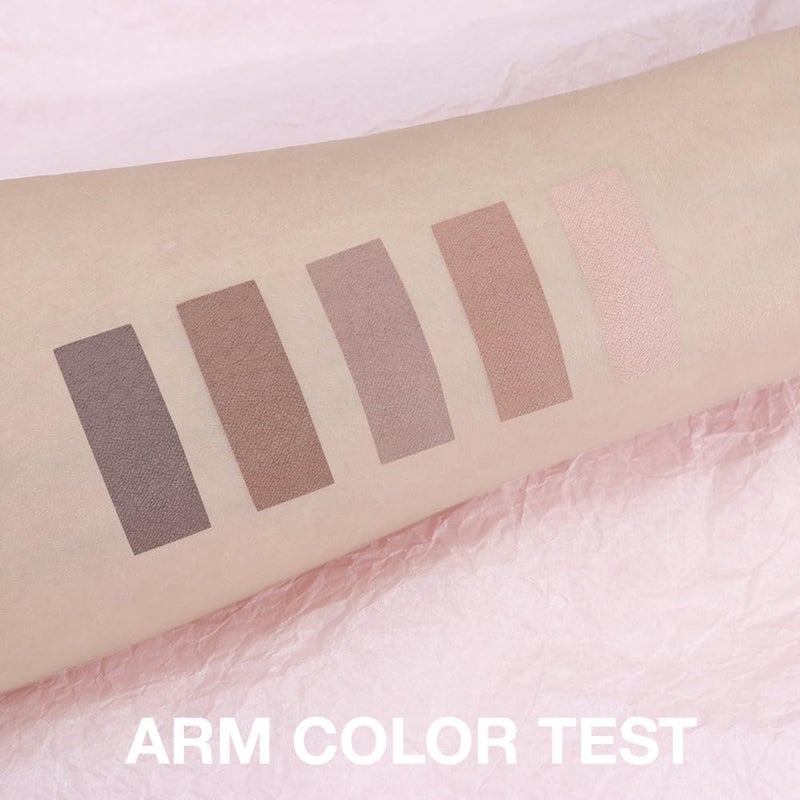 Hxssll Matte Neutral Cool Brown Eyeshadow Palette,5-Color Matte Taupe Beige Clay Mocha Charcoal Shades,Blendable Long-Lasting Cool-Tone Nude Smokey Eye Shadow Palette for Daily Natural & Mature Eyes - Image 3