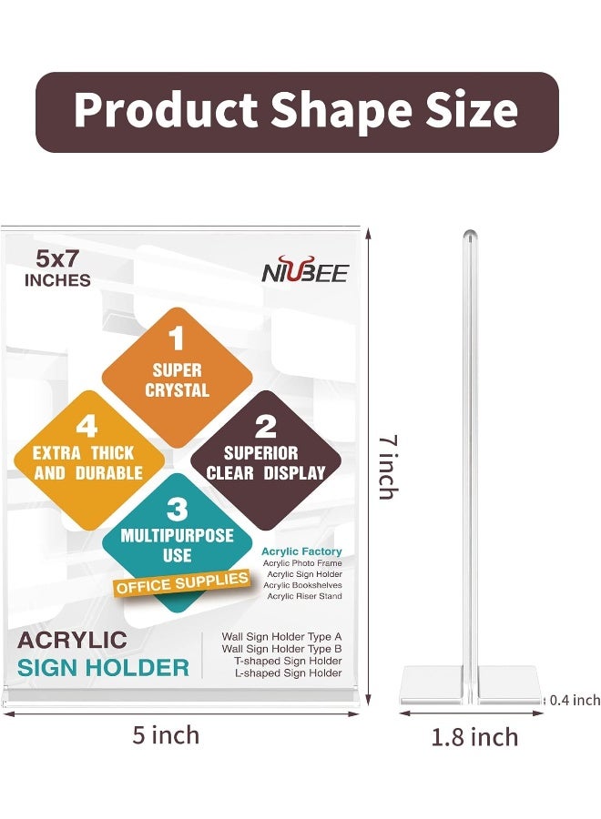 TPGP 6 Pack Acrylic Sign Holder 5 x 7 - T Shape Double Sided Table Top Display Stand, Portrait Upright Photo Frame Menu Ad Promo Display Stand  - Image 2