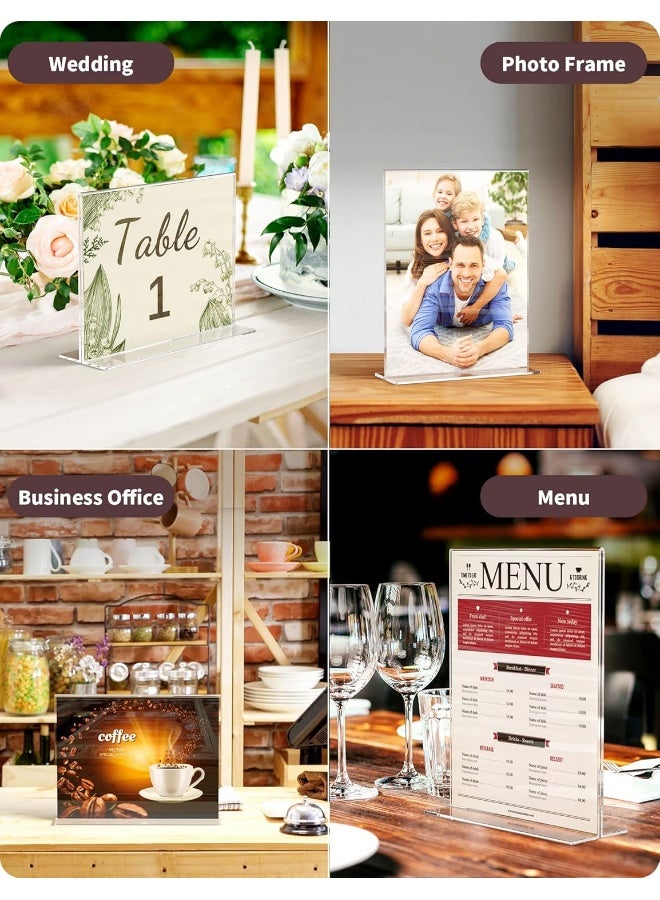 TPGP 6 Pack Acrylic Sign Holder 5 x 7 - T Shape Double Sided Table Top Display Stand, Portrait Upright Photo Frame Menu Ad Promo Display Stand  - Image 5