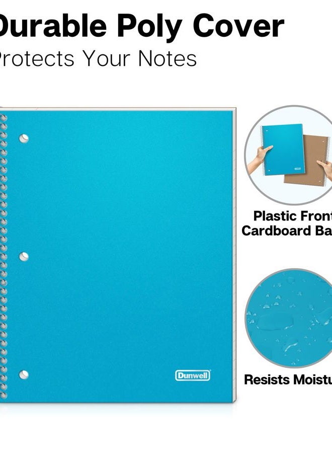 Dunwell Wide Ruled Spiral Notebook, Blue, 100 Sheets (200 Pages) 8 x 10.5 Wide Rule Notebook for Kids, Plastic Cover, 1 Subject Notebook, Inner Pockets, Perforated 3-Hole Punch Paper, School Note Book - Image 4