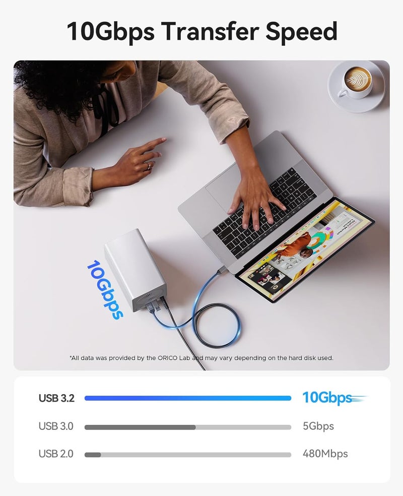 Orico 2.5-inch All-Flash Enclosure, 4 Bay RAID Storage Enclosure, 5 Gbps Data Transfer, 10 Gbps USB Hub, Supports up to 40TB SSD/HDD, Ideal for Video Editing & Photography – No 3.5-inch Drives - Image 4
