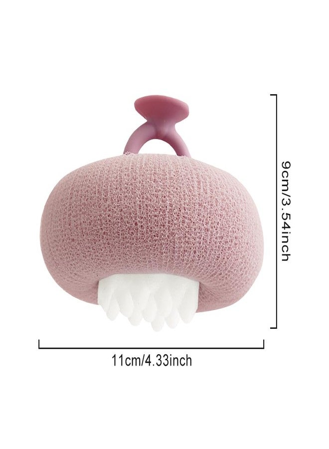 Loyanger 2 Pcs Sunflower B-ath Ball,Super Soft 2-in-1 B-ath Ball Suction Cup Design Exfoliating Shower Sponge Cleaning Brush Shower Loofah Sponge(Color:Beige+Purple) - Image 2