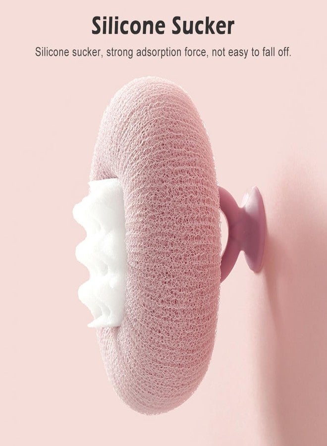Loyanger 2 Pcs Sunflower B-ath Ball,Super Soft 2-in-1 B-ath Ball Suction Cup Design Exfoliating Shower Sponge Cleaning Brush Shower Loofah Sponge(Color:Beige+Purple) - Image 4