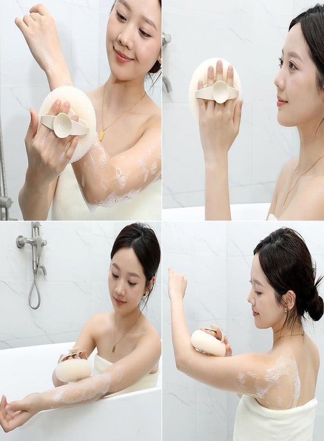 Loyanger 2 Pcs Sunflower B-ath Ball,Super Soft 2-in-1 B-ath Ball Suction Cup Design Exfoliating Shower Sponge Cleaning Brush Shower Loofah Sponge(Color:Beige+Purple) - Image 5
