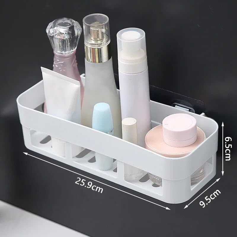 Clay Plus Plastic Shelf for Bathroom Wall Shelf for Kitchen | Self Adhesive Wall Mounted | Plastic Shelf Rack with Adhesive Sticker | Bathroom Organizer Storage Racks |(Pack of 1) - Image 2