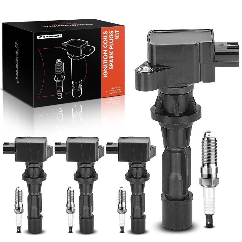 APremium Set of 4 Ignition Coil Pack and Iridium Spark Plugs Compatible with Mazda 3 20062013 6 20062013 CX7 20102012 20L 23L 25L
