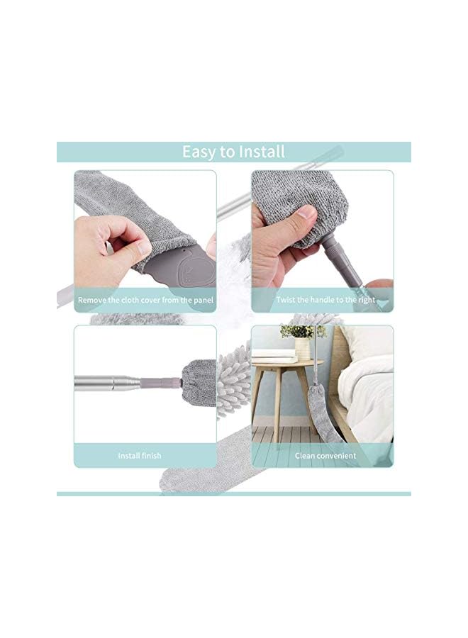 erorex Extendable Duster, 4PCS Extension Duster Pole 30-100 Inches, Wall Duster with Removable and Washable Fiber Long Duster, Long Feather Duster for Cleaning Cobweb Brush, Blinds, Furniture, Fan - Image 4