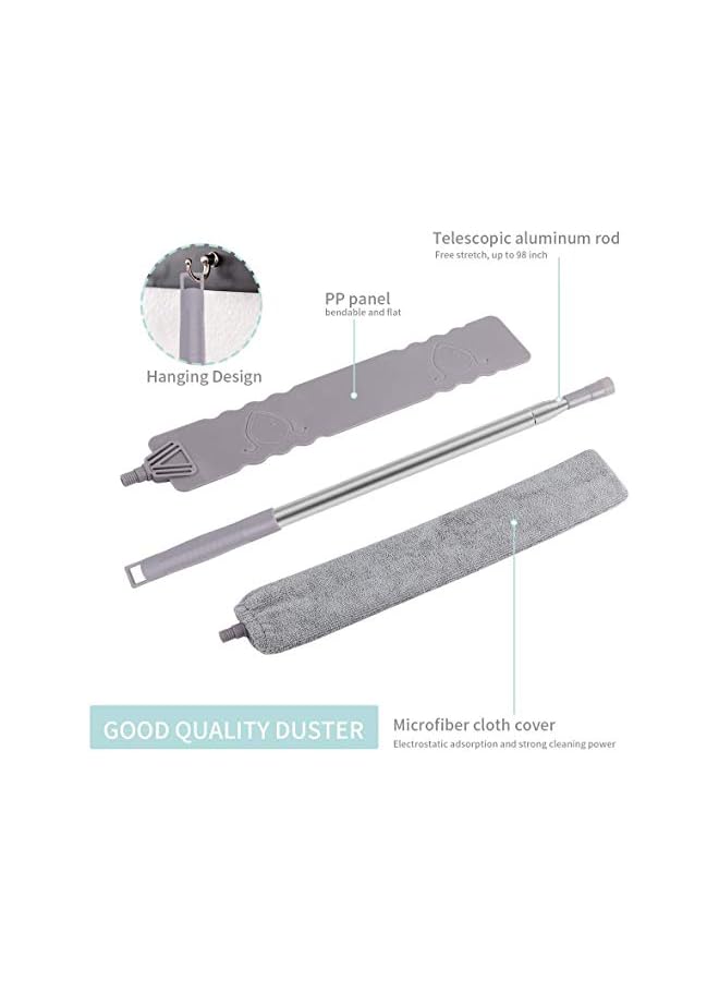 erorex Extendable Duster, 4PCS Extension Duster Pole 30-100 Inches, Wall Duster with Removable and Washable Fiber Long Duster, Long Feather Duster for Cleaning Cobweb Brush, Blinds, Furniture, Fan - Image 3