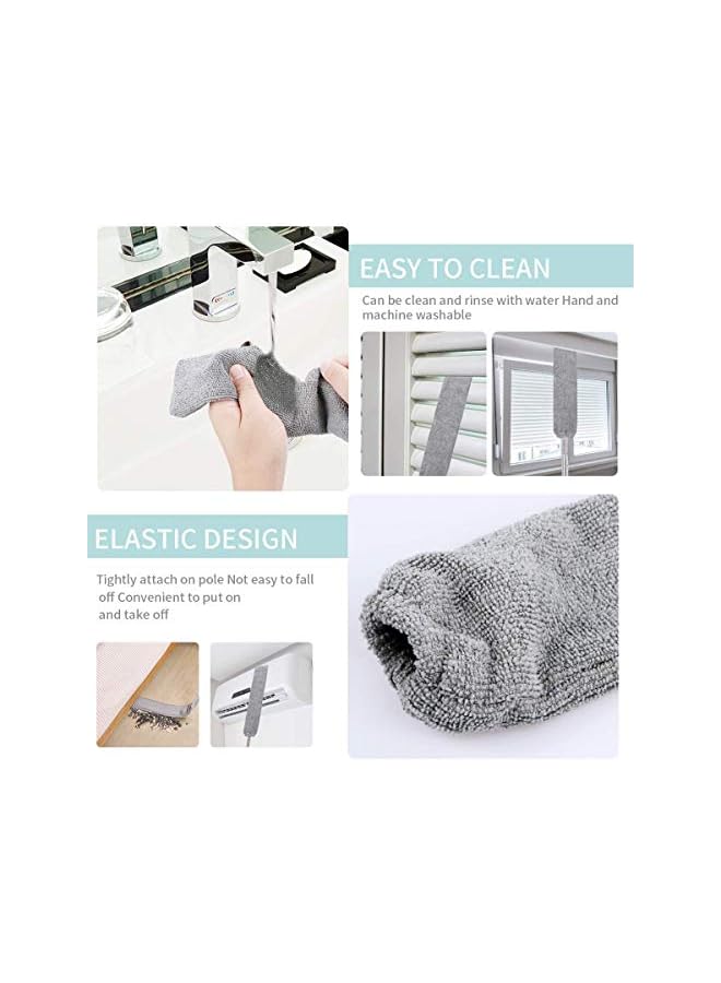 erorex Extendable Duster, 4PCS Extension Duster Pole 30-100 Inches, Wall Duster with Removable and Washable Fiber Long Duster, Long Feather Duster for Cleaning Cobweb Brush, Blinds, Furniture, Fan - Image 5