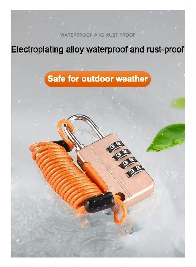 2-Pack Upgraded 4-Digit Waterproof Combination Locks 🔒 with Steel Wire Rope, for Gym, Toolbox, Fence & Outdoor Use (Black & Gold) - Image 4