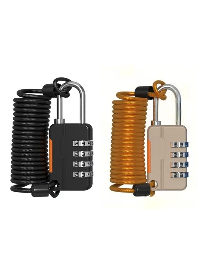 2-Pack Upgraded 4-Digit Waterproof Combination Locks 🔒 with Steel Wire Rope, for Gym, Toolbox, Fence & Outdoor Use (Black & Gold) - Image 1