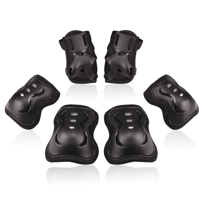 Kids/Youth Knee Pad Elbow Pads Guards Protective Gear Set for Roller Skates Cycling BMX Bike Skateboard Inline Skatings Scooter Riding Sports (Black, Small (3-8 years))