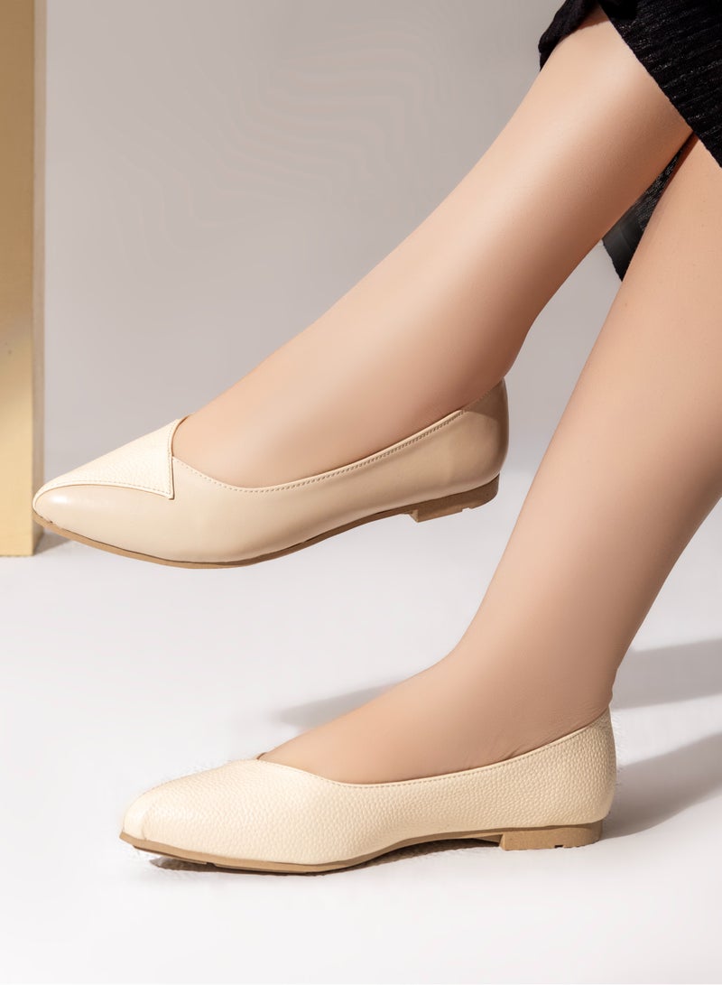 باليرينا جلد مسطح للنساء BN-505 - بيج